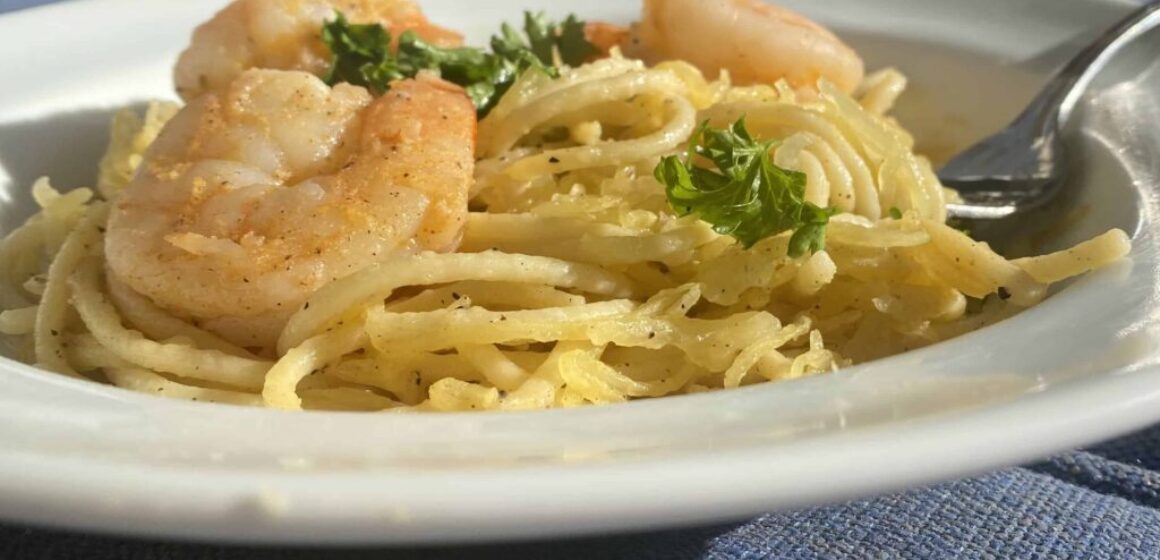 Shrimp with Cacio e pepe